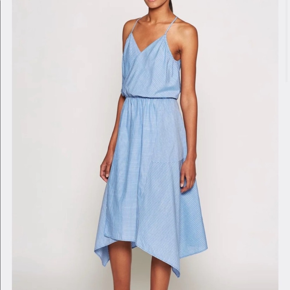 NWT Joie Hepzibah Striped Wrap Dress French Chambray XXS - Picture 1 of 7